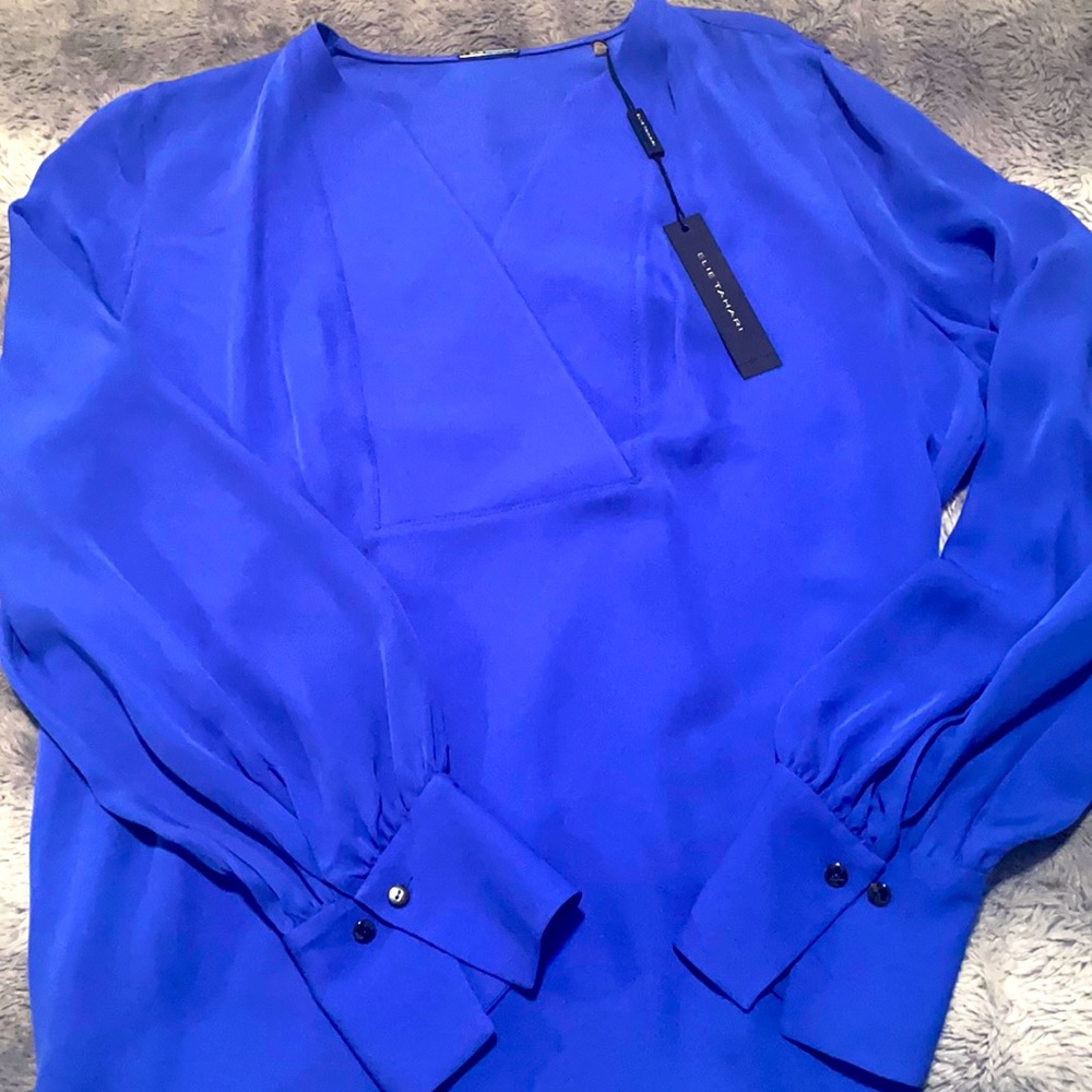 “SALE” 100% Silk Elie Tahari Royal Blue Blouse